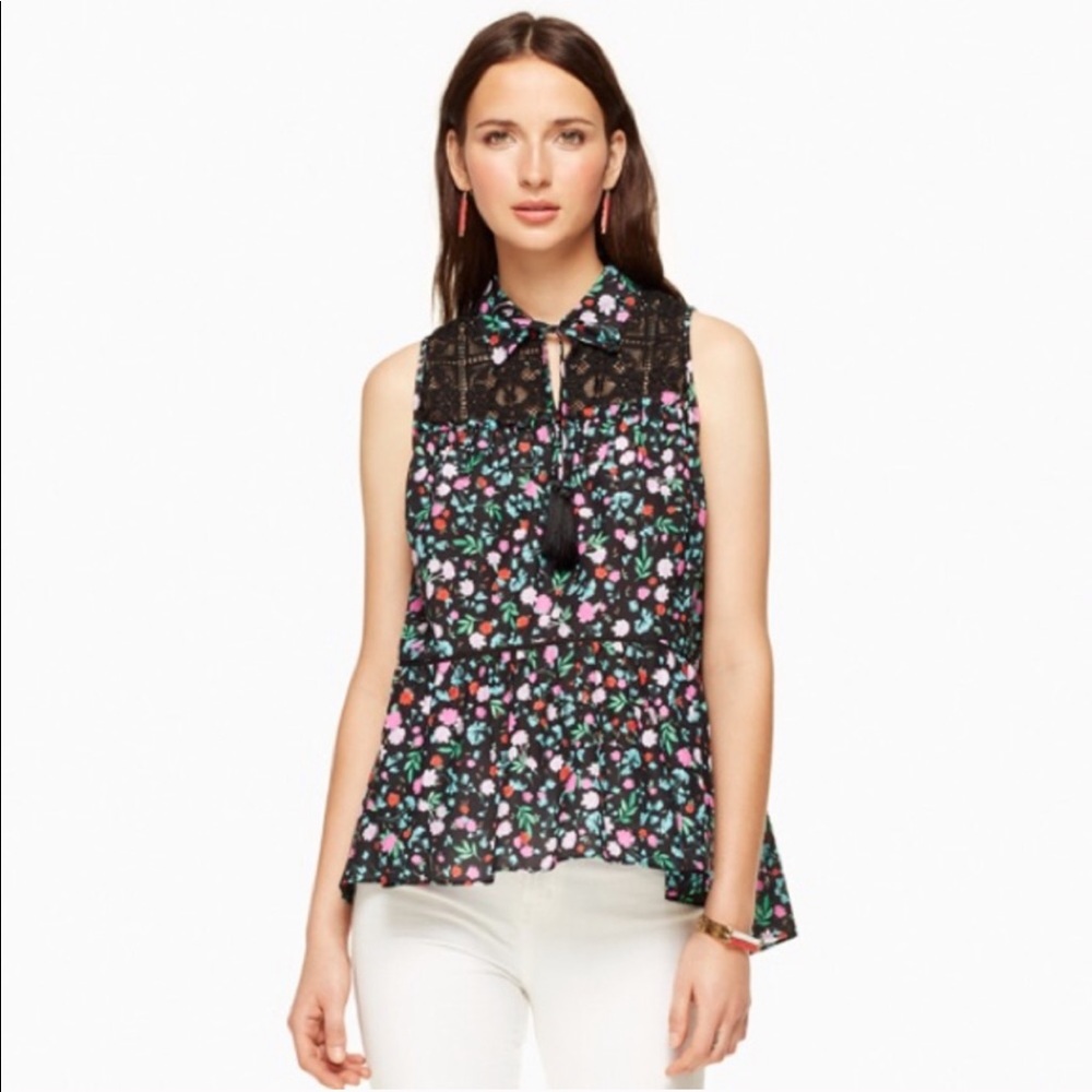 Kate Spade greenhouse lace yoke top NWT size L